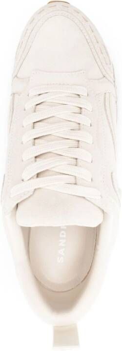 SANDRO Flame leather sneakers Neutrals