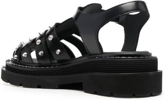 SANDRO Lys studded leather cage sandals Black