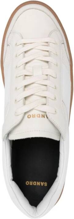 SANDRO mesh-detailed leather sneakers White