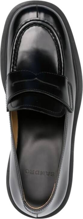 SANDRO penny slot leather loafers Black