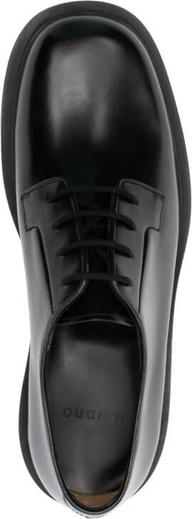 SANDRO square-toe leather derby shoes Black