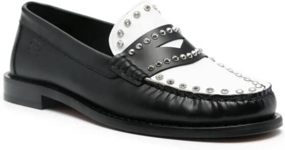 SANDRO two-tone leather loafers Black