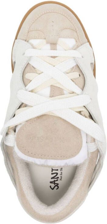 SANTHA Curb panelled leather sneakers Neutrals