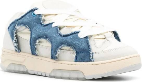 SANTHA panelled padded leather sneakers Blue