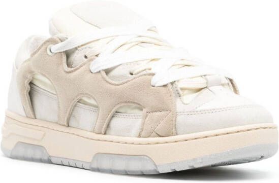 SANTHA panelled padded leather sneakers Neutrals