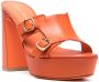 Santoni 115mm leather platform mules Orange - Thumbnail 2