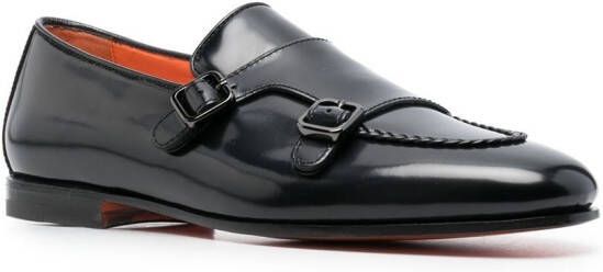 Santoni 20mm buckle-fastening leather loafers Black
