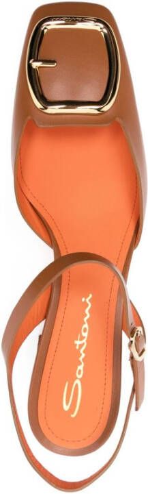 Santoni 50mm closed-toe leather sandals Brown