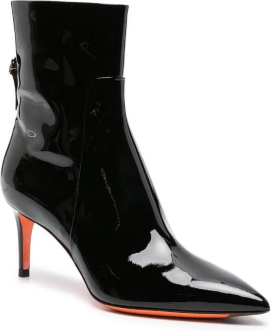 Santoni 65mm patent leather ankle boots Black
