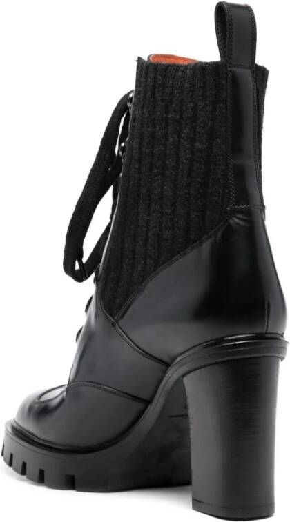 Santoni 75mm lace-up leather ankle boots Black