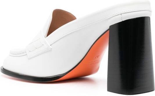 Santoni 85mm leather loafer mules White