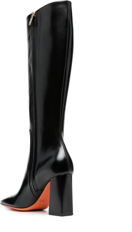 Santoni 85mm square-toe leather boots Black