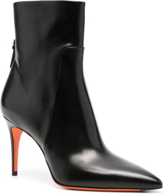 Santoni 90mm leather ankle boots Black