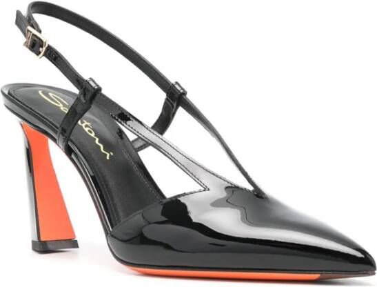 Santoni 90mm slingback pumps Black