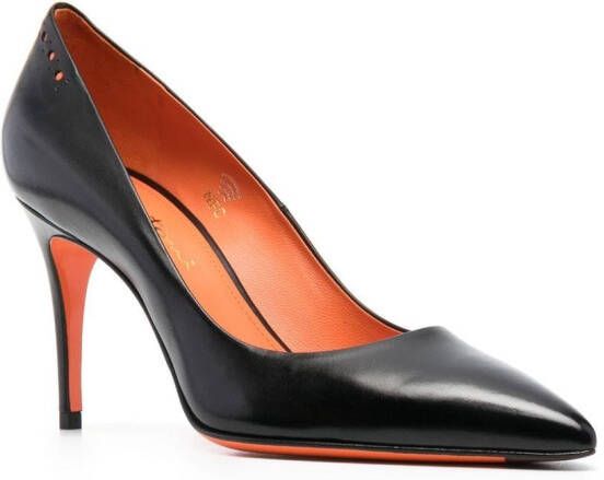 Santoni 95mm heel leather pumps Black