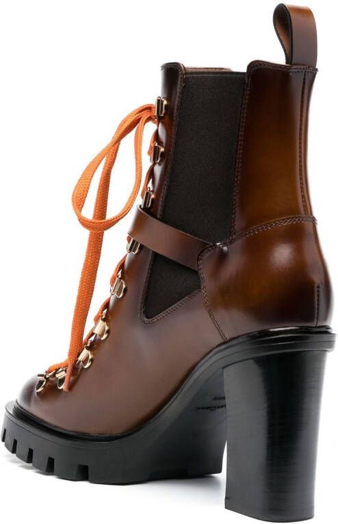 Santoni 95mm leather buckled boots Brown