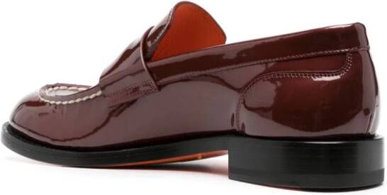 Santoni Alfie patent-leather penny loafers Red