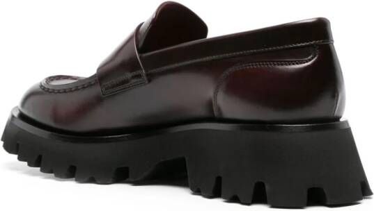 Santoni Alfie penny-slot leather loafers Red