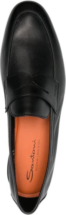 Santoni almond leather loafers Black