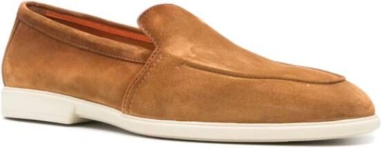 Santoni almond suede loafers Brown