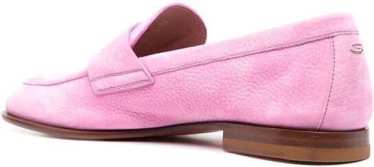 Santoni almond-toe 15mm penny loafers Pink