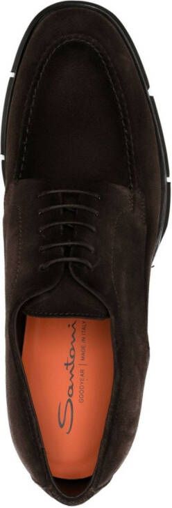 Santoni almond-toe suede shoes Brown