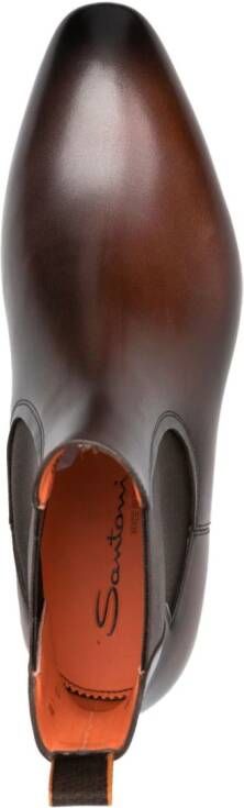 Santoni almond-toe leather Chelsea boots Brown