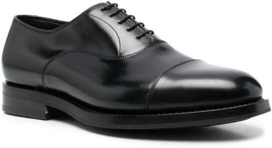 Santoni almond-toe leather derby shoes Black