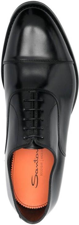 Santoni almond-toe leather derby shoes Black