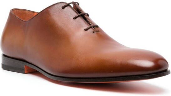 Santoni almond-toe leather derby shoes Brown