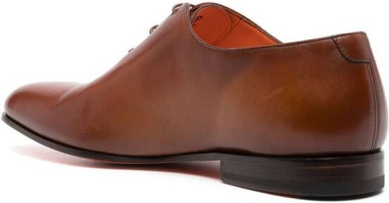 Santoni almond-toe leather derby shoes Brown