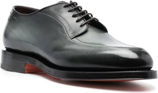 Santoni almond-toe leather derby shoes Green