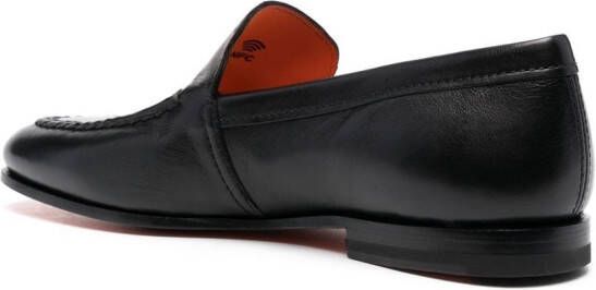 Santoni almond-toe leather loafers Black