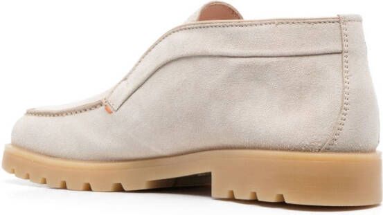 Santoni almond-toe leather loafers Neutrals