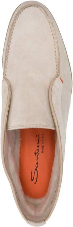 Santoni almond-toe leather loafers Neutrals