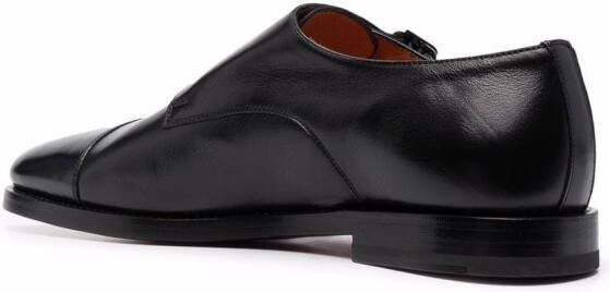 Santoni almond-toe leather monk shoes Black