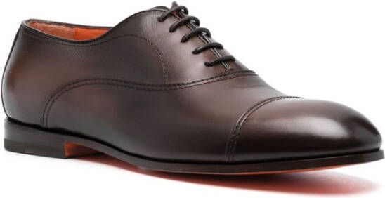 Santoni almond-toe leather oxford shoes Brown