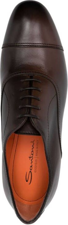 Santoni almond-toe leather oxford shoes Brown