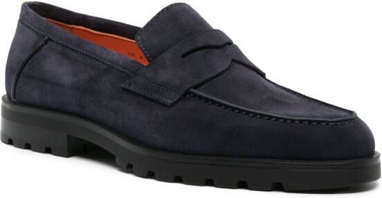 Santoni almond-toe penny loafers Blue