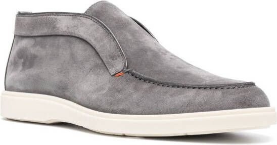 Santoni almond-toe suede boots Grey