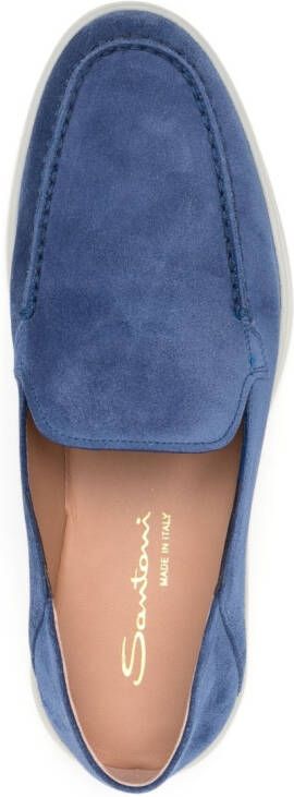 Santoni almond-toe suede loafers Blue