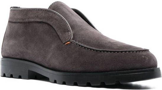 Santoni almond-toe suede loafers Grey