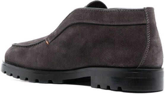 Santoni almond-toe suede loafers Grey