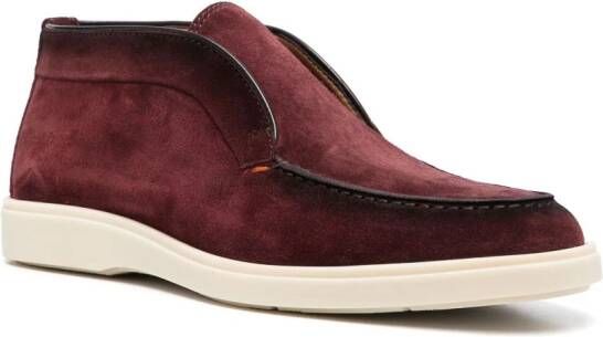 Santoni almond-toe suede loafers Red