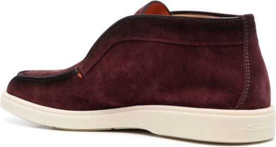 Santoni almond-toe suede loafers Red