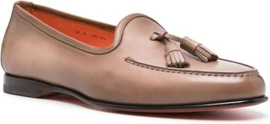Santoni Andrea tassel leather loafers Brown