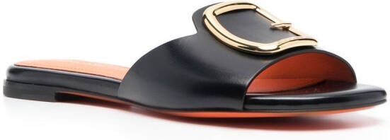 Santoni Apricot leather slip-on sandals Black