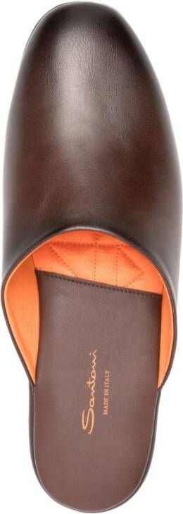 Santoni Beachy leather slippers Brown