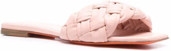 Santoni braided-detail leather sandals Pink