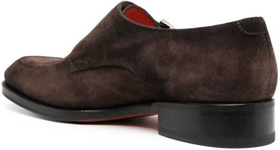 Santoni bucked suede monk shoes Brown